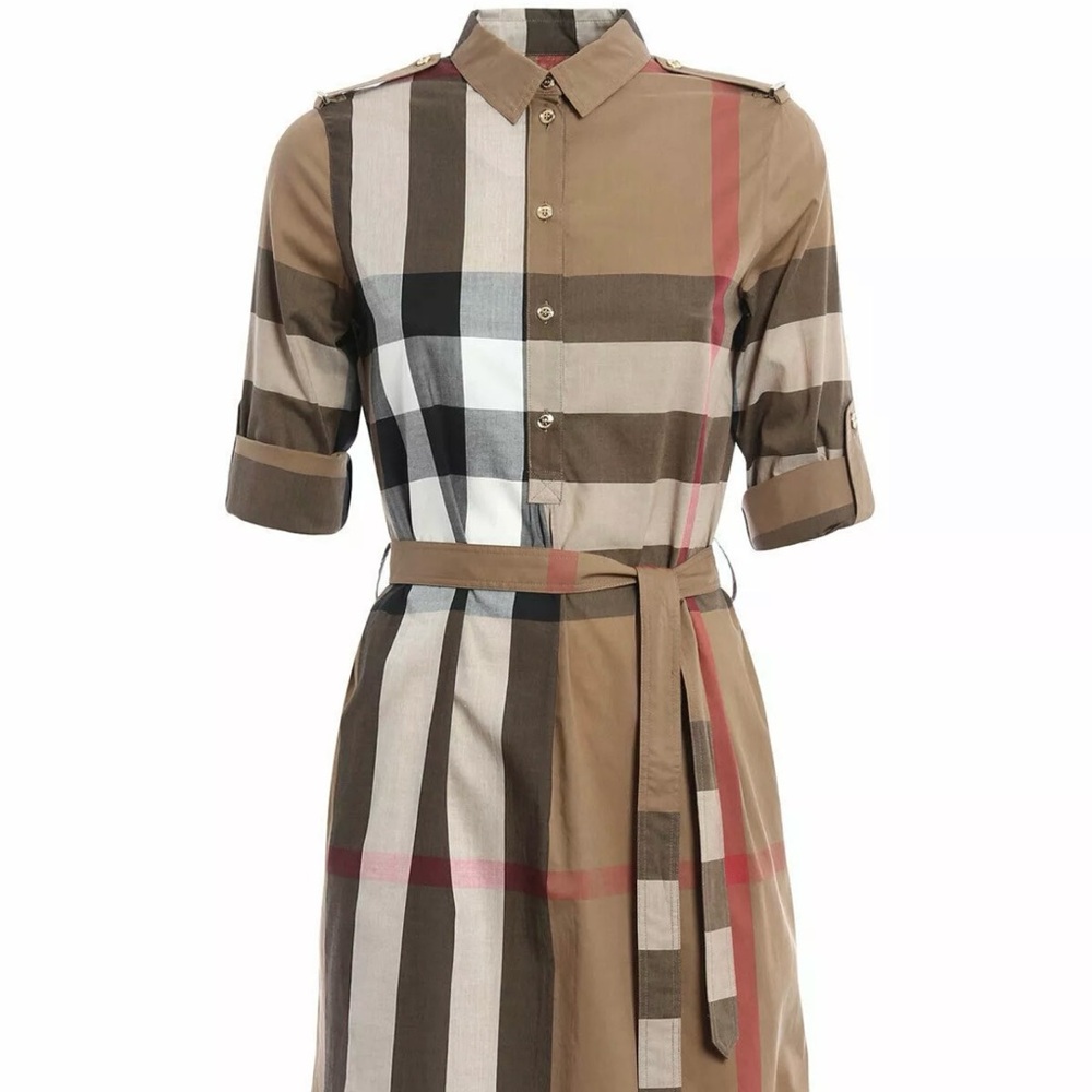 BURBERRY Kelsey Brown Plaid/Check Shirtdress, size S/4